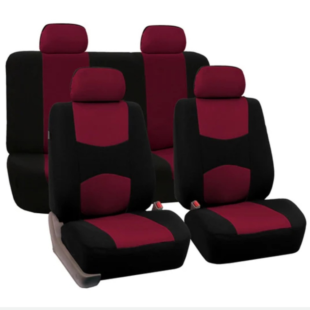 Elegant Black and Burgundy Car Seat Covers